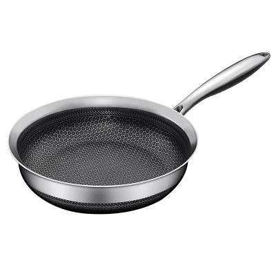 China Contemporary unique design stainless steel frying pan with tempered glass 5 handle cookware durable 26cm non-stick skillet for home kitchen for sale