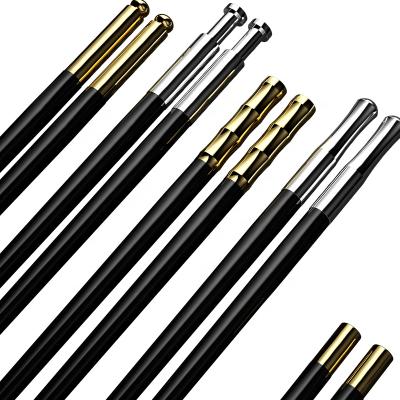 China 10 Viable Pairs 9.5 Inch Multipack Reusable Metal Fiberglass Chop Sticks Dishwasher Chopsticks Safe Gold Chinese Korean Japanese Black for sale