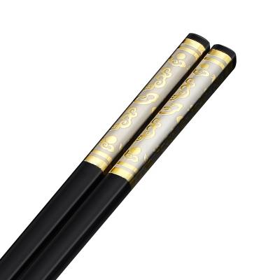 China Viable 10 Pairs Black Chopsticks Chinese Wholesale Metal Plastic Alloy Reusable Packaging Gift for sale