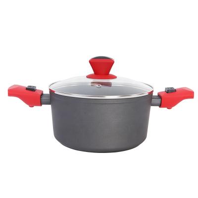 China Durable 20cm Forged Aluminum Casserole With Soft Touch Detachable Handle Stick Non Cooking Pots Soup And Stock Pots for sale