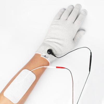 China Hand Pair Of Silver Conductive Massage Gloves With Adapter Lead Wires For Ten Machine / EMS for sale