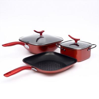 China Viable Cookware Aluminum Non-Stick Frying Pan Frying Pan Set, Soup Pot with Handle for sale