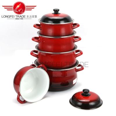 China 773EDBL 18-26CM Two-Ear Enamel Pot Sustainable Household Thickened Soup Pot for sale