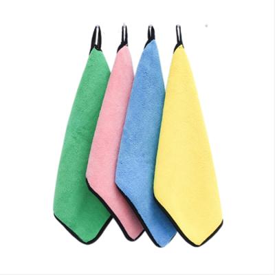 China Viable Wholesale Super Coral Fleece Microfiber Car Wash Towel Polishing Cleaning Cloth for sale