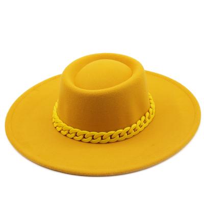 China AdultsPlainUnisex yellow recycled wide brim plush hats women borsalino felt hat factory price for sale