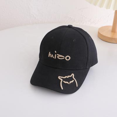 China Latest COMMON cotton embroidery popular 100% plain color in Europe and America sports type black children's hat baseball cap for sale