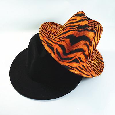 China New Plush Fashion Polyester / Cotton Unisex Wide Brim Felt Fedora Hat Panama Graffiti Fedora Hats for sale