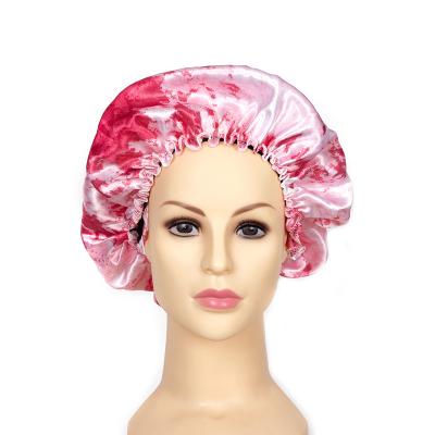 China Wholesale Picture Custom Printed Night Cap Durag Lady Hair Sleep Cap Designer Luxury Satin Hair Hat for sale