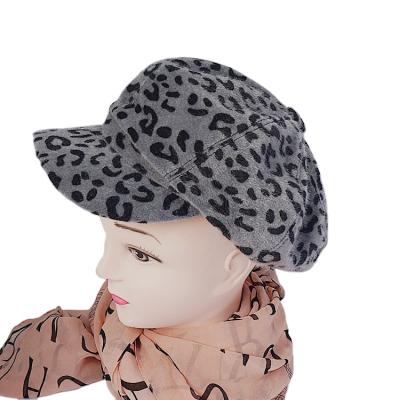 China Wholesale Autumn And Winter Women's Mother's Daughter Checked Octagonal Hat Printed Leopard Print Berets Hat for sale