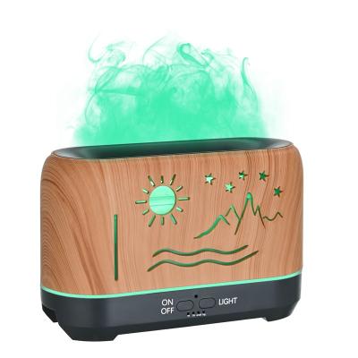 China Car Flame Effect Air Humidifier 250Ml Aromatherapy Essential Oil Diffuser With RGB Color Lighting Simulation Fire Flame Humidifier for sale