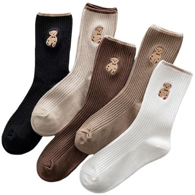 China Cute Color Cute Canvas Cotton Long Women's Socks for sale