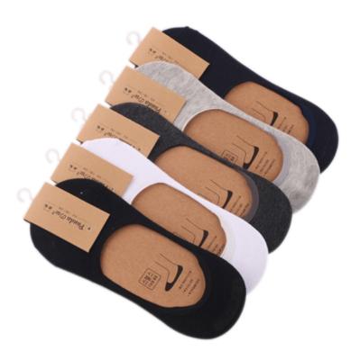 China Sporty Elastane 100%cotton Solid Color Silicone Non Slip No Show Invisible Socks Men Women for sale