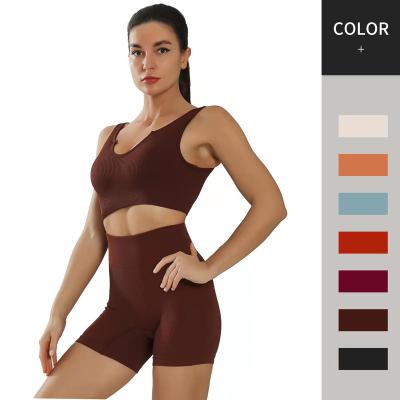 China Antibacterial Sports Gym Clothes Women Gym Workout Sets Seamless Yoga Set for sale