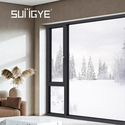 China Gold Coast Greece Types and Sizes Exit Curtains Magnetic Inswing Window Frame Aluminum Screen Windows for Home Kitchen for sale