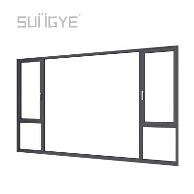 China Magnetic Screen Aluminum Window and Retail Door Frames Office Master Smart Lock Commercial Triple Pane Window for sale