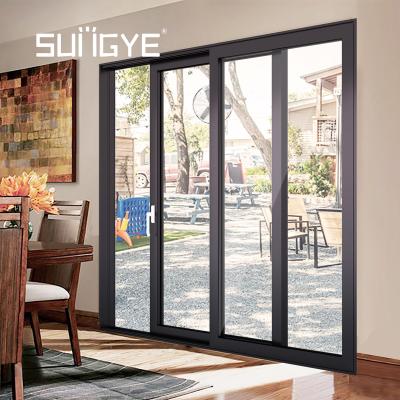 China Glass Wall Exterior Kitchen Panel Grill Door Sound Insulation Slide Edge Super Easy Sliding Doors for sale