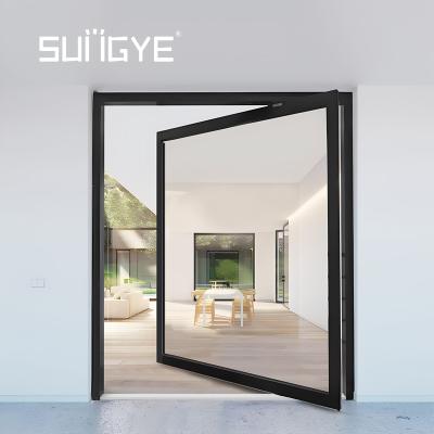 China Large Sound Insulation Supermarket Pivot Restaurant Glass Entrance Doors Pivot Store Front Glass Door for sale