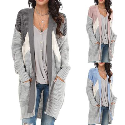 China Anti-wrinkle New Women's Geometric V-neck Cardigan Color Sweater for sale