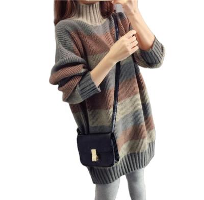 China Anti-wrinkle loose leisure sleeve long round neck winter big sweater women custom made loose knitted pullover for sale