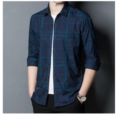 China LR High-End Service Boxy Plaid Men's Anti-Pilling Long Sleeve Spring Fiber Casual Shirt No Ironing Factory No Ironing Casual Bamboo Plant for sale