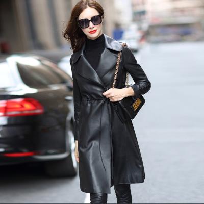 China 2021 Autumn New Fashion Sheepskin Sheepskin Leather Jacket Simple Thin Women's Y2K Mid Length Anorak QUICK DRY for sale