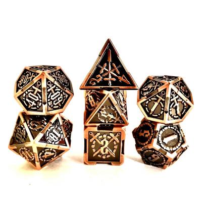 China Board game accessories metal die cut copper color stylish dnd metal RPG custom digital polyhedral dies for sale