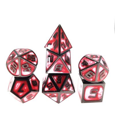 China Best wholesale fashionable black nickel dnd metal dice entertainment game bulk dice red white for sale