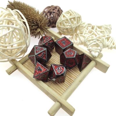 China Fashionable custom black red rose dice nickel dnd set bulk dies wholesale custom made metal for sale