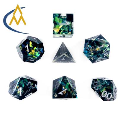 China Hot Selling Number Game Dies Number Dice Resin Board Game Accessories Corner DND Custom RPG Custom Pointed Dice Polyhedral Dies for sale