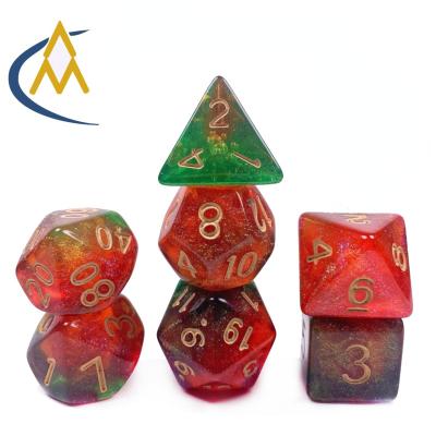 China Three color chameleon star board dnd RPG acrylic dice game DND luxurious custom mixed polyhedral dies for sale