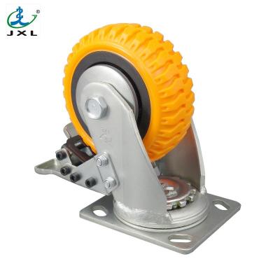 China PIVOT 6 inchBall BearingTop Plate Rigid Soft Rubber Wheel With Plastic Caster for sale