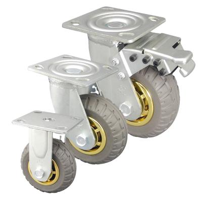 China High Universal Industrial Heavy Duty Wear Resistant Polyurethane Or Directional Korean Rubber Casters Brake Wheel for sale