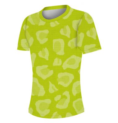 China 100% kreisen Polyester-Frauen-laufendes T-Stück, Leopard-Streifen Hals-T-Shirt ein zu verkaufen