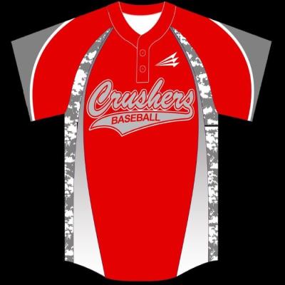 China Zwei Körper-Länge des Knopf Placket-Baseball Teamwear-Hemd-Sublimations-Druck-74cm zu verkaufen