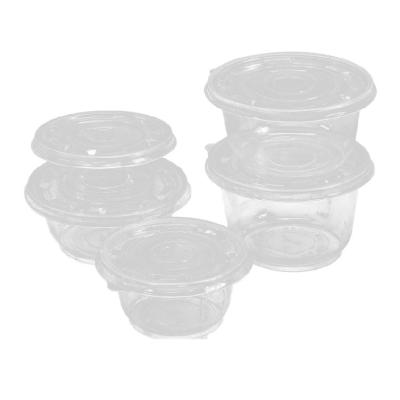 China 100ml Disposable Biodegradable Stored Eco-Friendly Disposable Sauce Cup PP Sauce Packing Box Transparent Round Plastic Box With Lid for sale