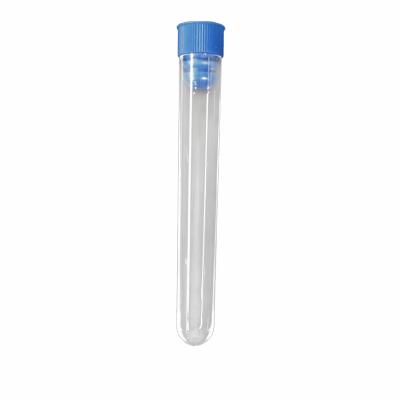 China Medical Clear Plastic Test Tube With U Shaped Bottom Lid 12x75mm Long Transparent Test Tube Lab Supplies for sale