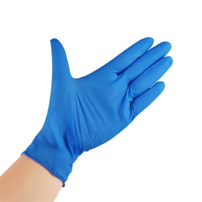 China Food Contact Grade Stain Goods Blue Nitrile Powder Free Medical Gloves for sale