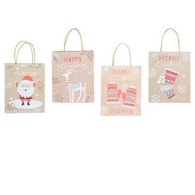 China Newly Designed 2021 Recyclable Christmas Brown Kraft Paper Gifts Bag For Party for sale