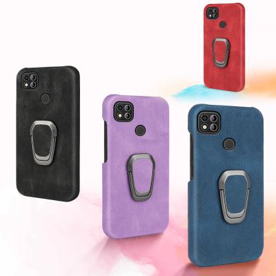 China Redmi 9C Rotating Finger Ring Kickstand Leather Phone Case Anti-fall for sale