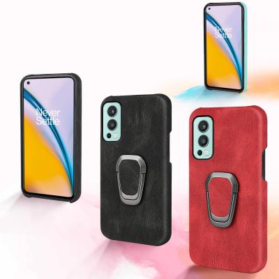 China Shockproof For OnePlus Nord 2 Rotating Finger 5G Ring Kickstand PU Phone Case Cover for sale