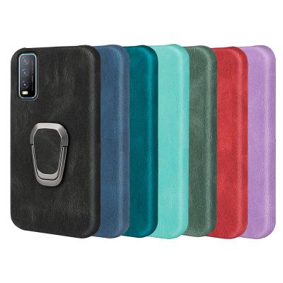 China Shockproof For vivo Y20i Rotating Finger Ring Kickstand PU Phone Case Cover for sale