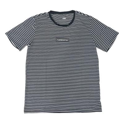 China Men Striped Round T-shirt Breathable Fabric Yarn-Dye Plus Size for sale