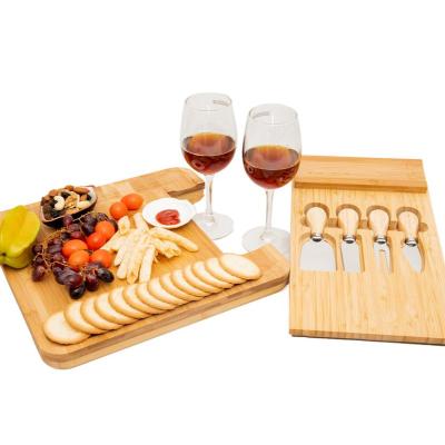 China Sustainable Hot Sustainable Bamboo Cheese Board Square Cutting Board Customizable Logos Bamboo Cheese Board for sale