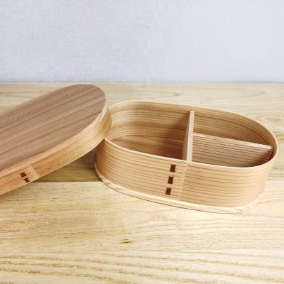 China Freshness Preservation Wooden Bento Box Lunch Box With Internal Divider Wooden Food Container Japanese Bento Lunch Box for sale