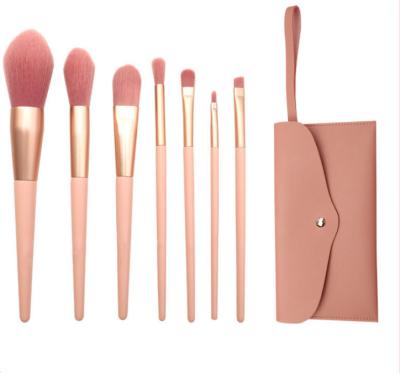 China Skin Friendly 7pcs Makeup Brush Pink Color Powder Brush Set Cosmetic For Face for sale