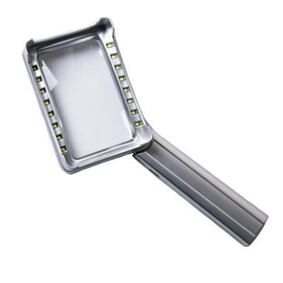 China ABS+acrylic lens new with 16 LED lights USB magnifying glass portable elderly reading handheld rectangular magnifying glass zu verkaufen