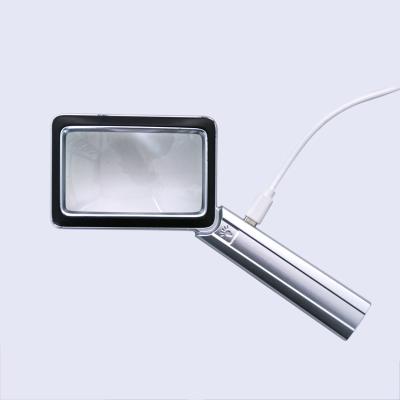 China ABS+acrylic Lens Handheld 3X Square Reading Magnifying Glasses USB Rechargeable 16 LED Magnifying Glasses Te koop