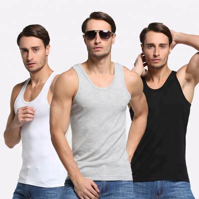 China Plain White Anti-pilling Rib Fabric Tank Tops Men For Summer Mens Gym Solid Tank Tops for sale