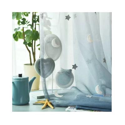 China Factory wholesale price breathable high quality beautiful window screens with stars and moon patterns hot sale sheer curtain fabric for sale