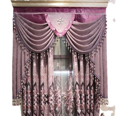 China European Luxury Blackout Velvet Fabric Embroidery Valance Curtain For Living Room for sale